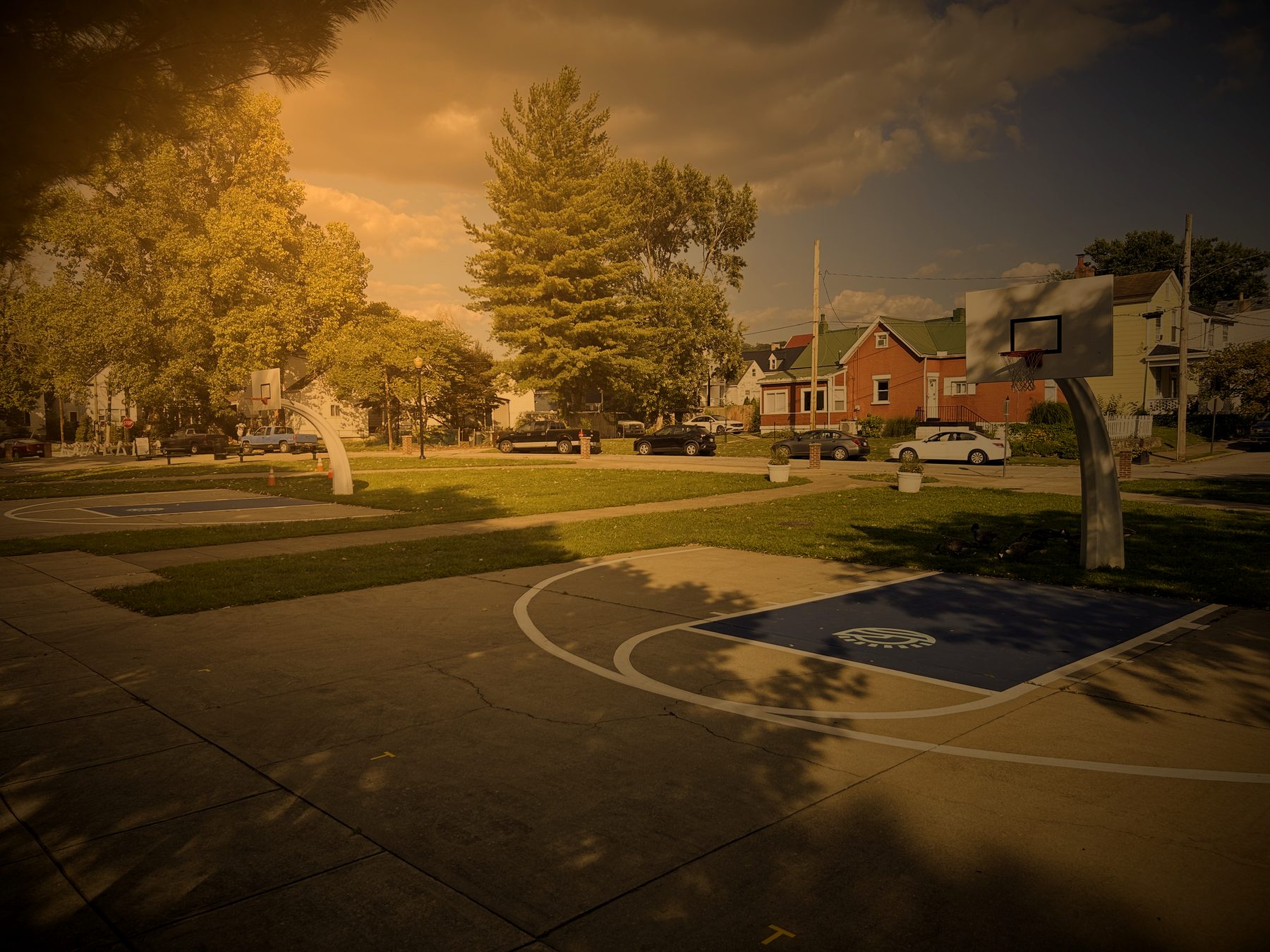 Two outdoor courts with painted keys at Bellevue Beach Park